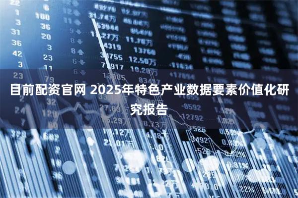 目前配资官网 2025年特色产业数据要素价值化研究报告