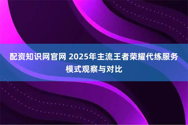 配资知识网官网 2025年主流王者荣耀代练服务模式观察与对比