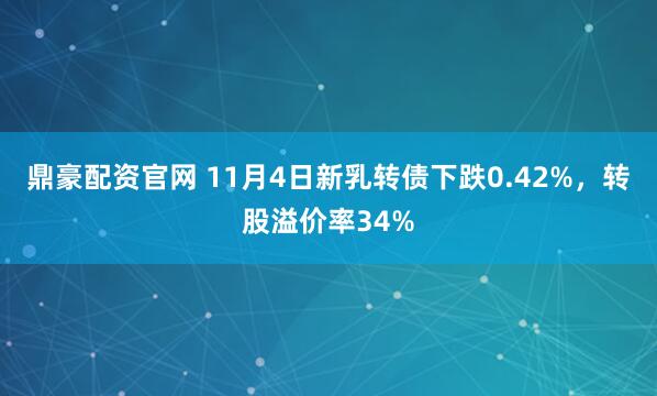 鼎豪配资官网 11月4日新乳转债下跌0.42%，转股溢价率34%