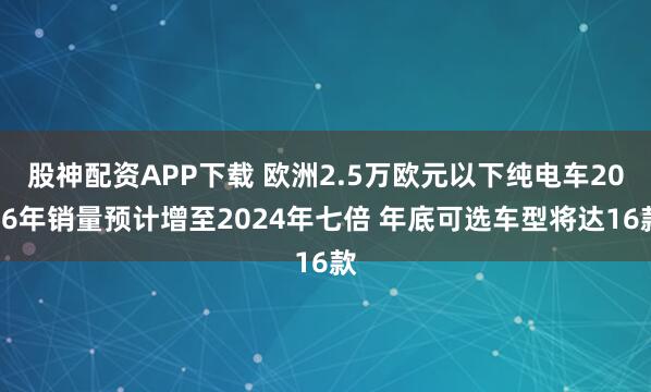 股神配资APP下载 欧洲2.5万欧元以下纯电车2026年销量预计增至2024年七倍 年底可选车型将达16款